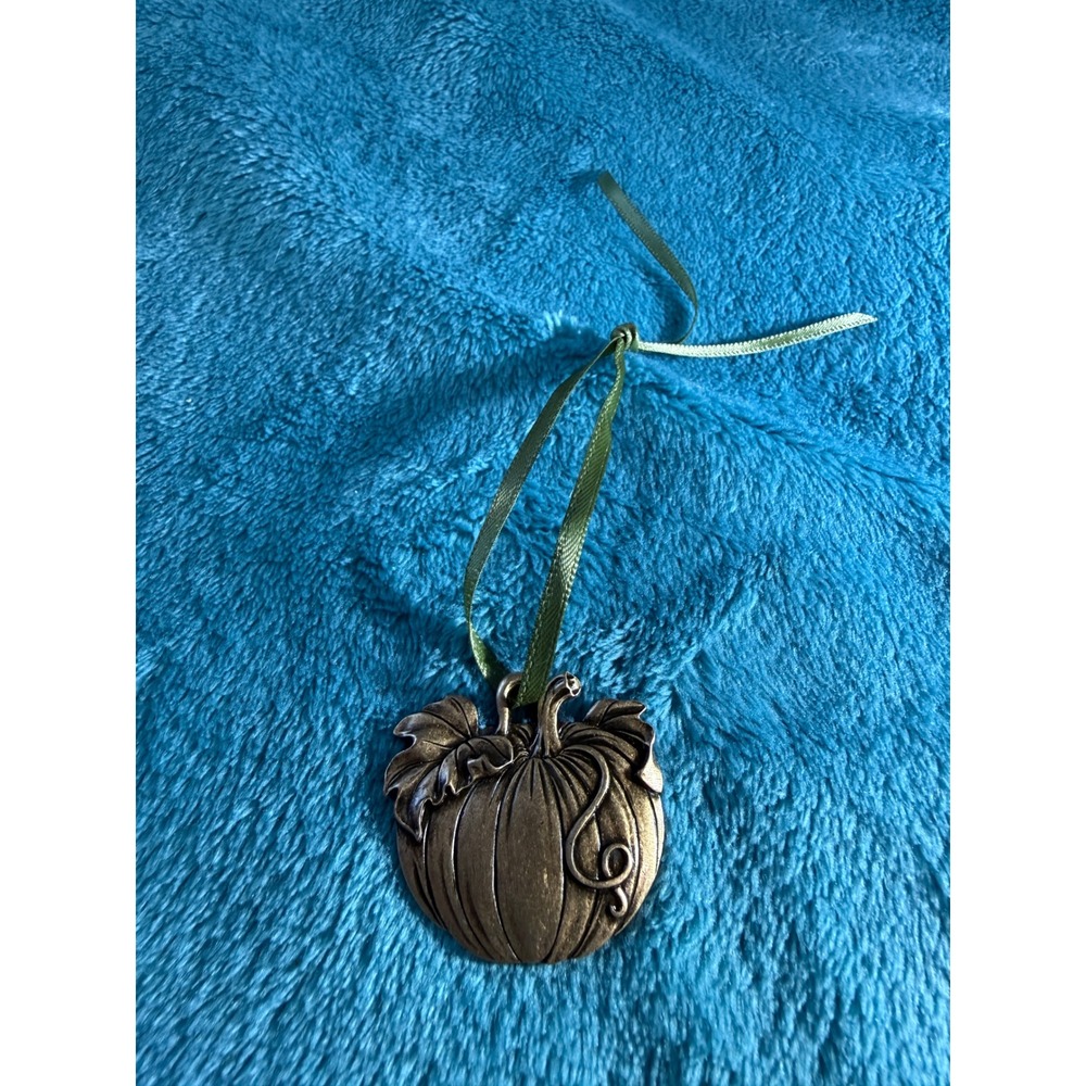 Longaberger Pewter Pumpkin Ornament Fall Autumn Harvest Bronze Made‎ in USA